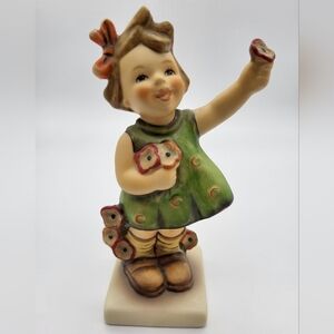 Goebel Green and Brown Figurine with Red Accents